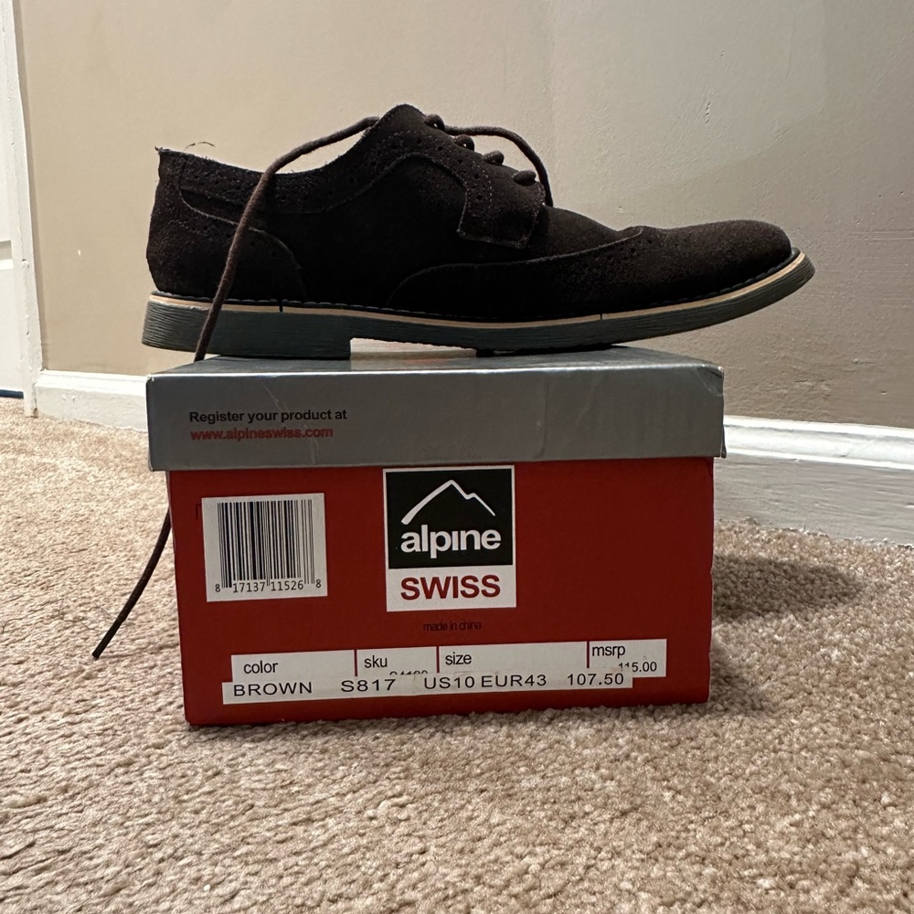 Alpine Swiss Brown Wing Tip Oxfords